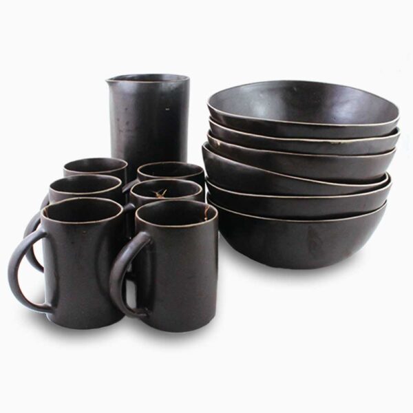 Serving Pasta Set 13  pieces | Black Shady